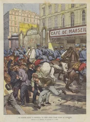 Die Arbeiterstreiks in Marseille, der Angriff der Husaren entlang der Canebière